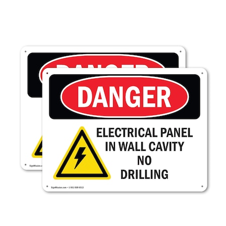 Signmission Electrical Panel In Wall Cavity Danger Sign, Aluminum, 18in W x 12in L, 2PK OS-2PACK-DS-A-1218-L-2184
